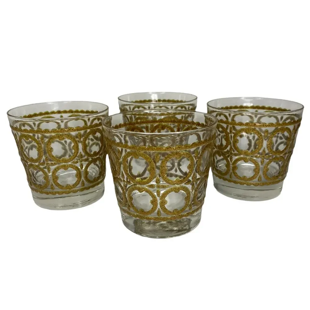 Vintage Libbey Short Glass Cups 8oz Set of 4 (One Cracked)